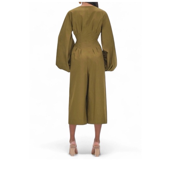 Andrea Iyamah Nia Culotte Jumpsuit Size XS 4/6 Olive Green New Resort Wear‎ - Picture 2 of 13